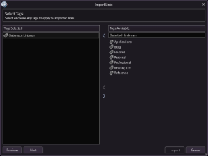 WebLynx import add tags